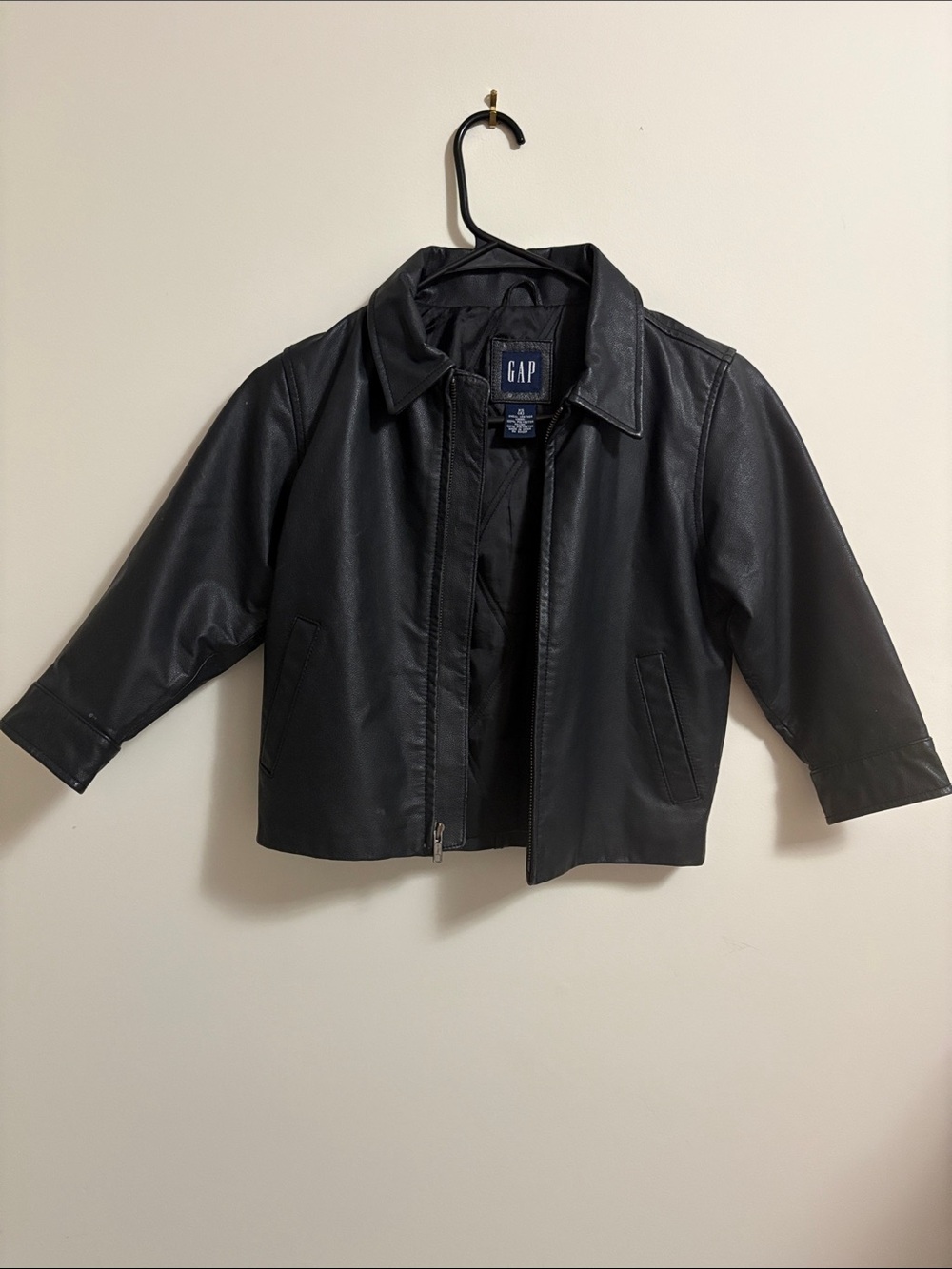 GAP Kids Black Leather Zip Jacket